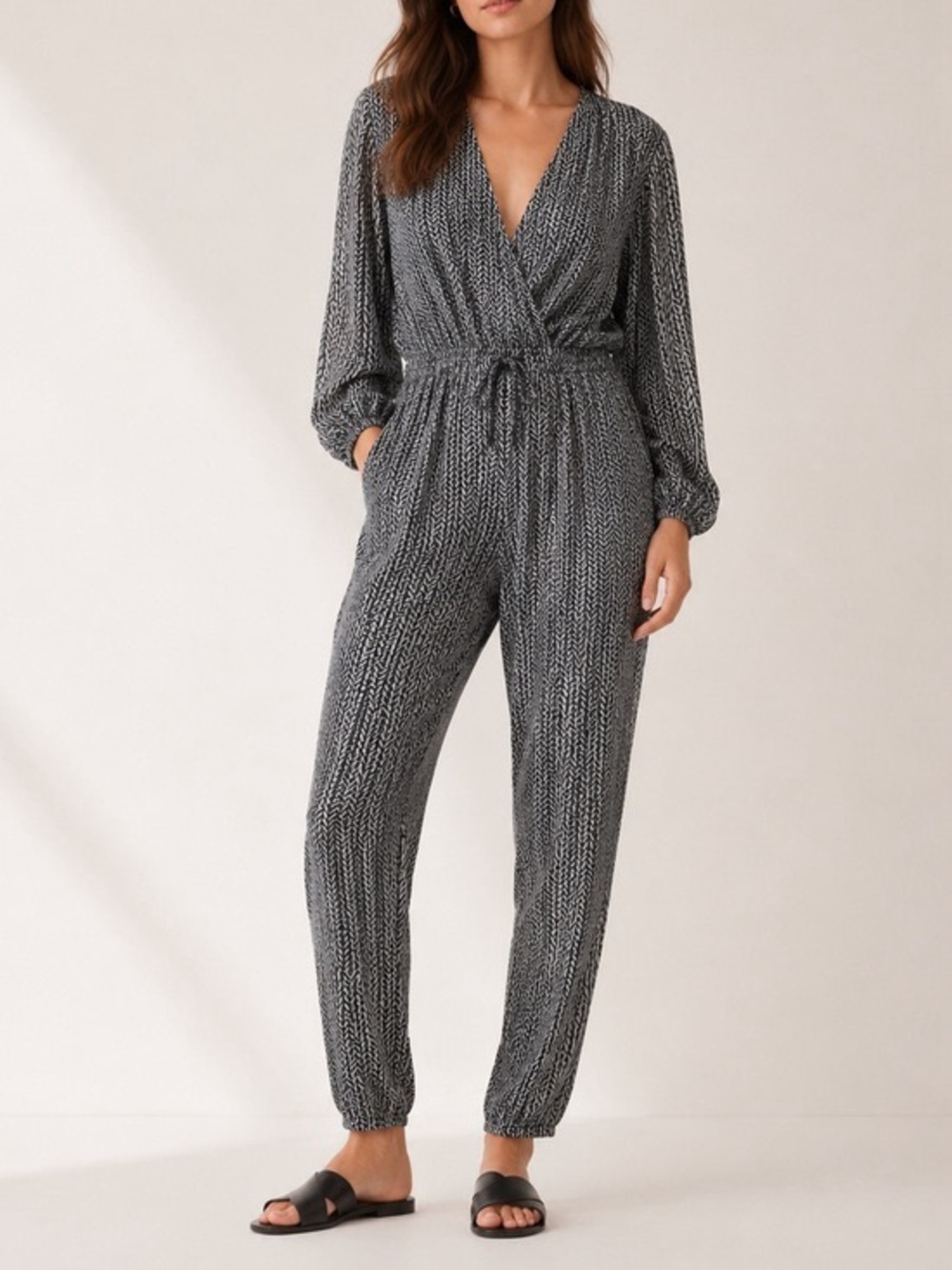 Anthropologie Claudette Jumpsuit by Natalie Martin Geometric Pattern V-neck